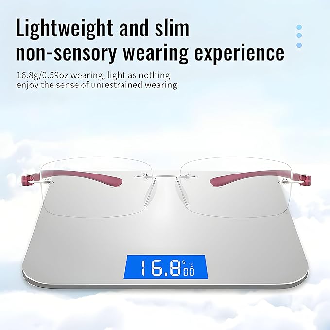 Bhigh 2 Pack Reading Glasses Blue Light Reading Glasses men's reading glasses for women Frameless Computer Reading Glasses