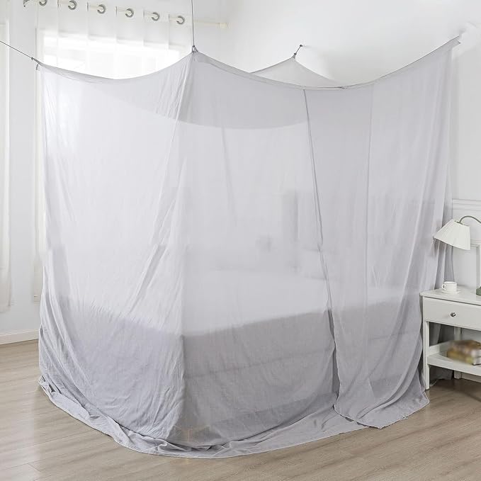 Faraday Fabric Silver Bed Drapes Mesh EMF Protection Canopy, RF Shielding Netting, Queen Size, Twin Size