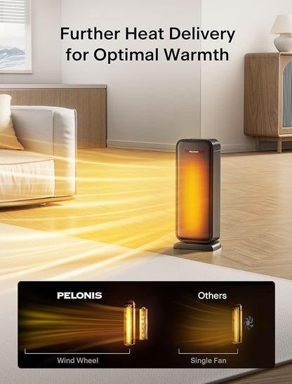 Pelonis 1500w Electric Space Heater for Indoor Use with Thermostat, Oscillation and Remote – Portable Ceramic Heater for Bedroom, Home and for Office Under Desk