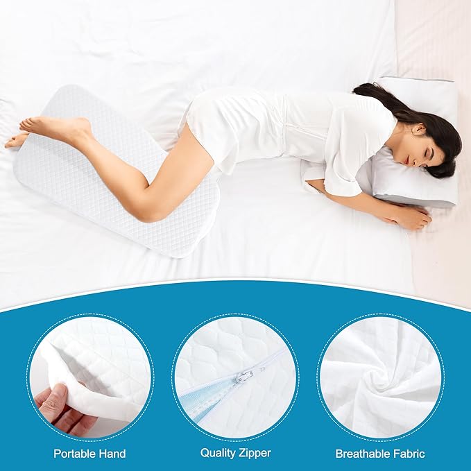 HOMBYS Memory Foam Knee Pillow for Side Sleepers, Leg Pillow for Knee, Separates The Knees for Body Alignment-Between Leg Pillow for Lower Back Pain Relief and Pregnancy Support -(18"x30"x4", White)