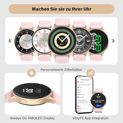 Smart Watch for Women, Built-in Alexa, GPS, HRV, VO2 Max, Blood Oxygen, Sleep & Stress Monitor, Compass, Altimeter, 1.32" AMOLED, Fitness & Women’s Health, Waterproof, iPhone Compatible, Notification