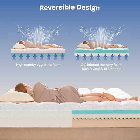 King Mattress Topper, 4.5 Inch Memory Foam Mattress Topper for Back Pain & Pressure Relief - 2.5" Cooling Memory Foam Soft and Supportive + 2" Pillow Top Mattress Pad Cover, with 8-21" Deep Pocket