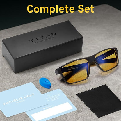 Titan Gaming Glasses, Blue Light Blocking, Night Driving Glasses for Men, Computer Protection Christmas Gift for Gamers