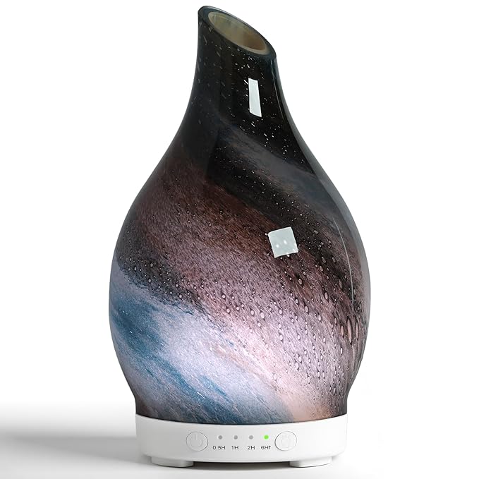 Aromatherapy Diffuser Essential Oil Diffuser - Glass Diffuser Ultrasonic Cool Mist Aroma Diffuser 150ml Scented Oil Diffuser with Auto-Off Protection & 7 Colors Night Light for Home Office Decor&Gift