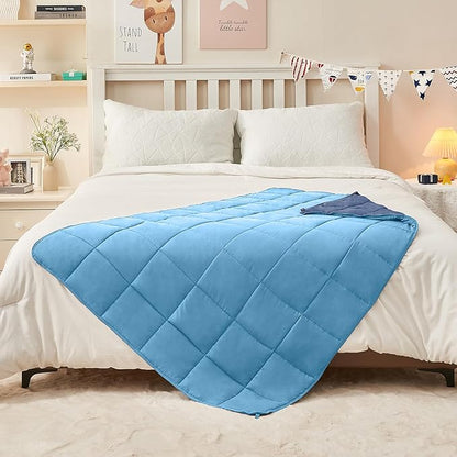 yescool Blue Weighted Blanket 7 Pounds Cooling Weighted Lap Blanket, Heavy Blankets for Sleeping, Weighted Throw Blanket Gift for 60-80lbs, 40"x60"