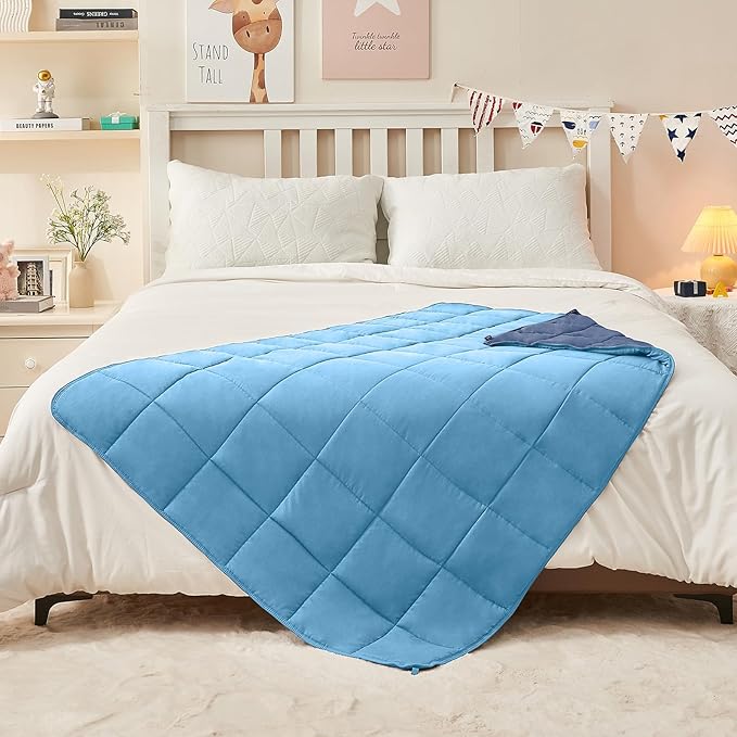 yescool Blue Weighted Blanket 10 Pounds Twin Cooling Weighted Lap Blanket, Heavy Blankets for Sleeping, Weighted Throw Blanket Gift for 80-110lbs, 40" x60