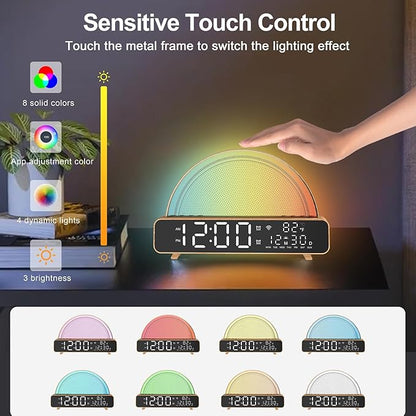 White Noise Sound Machine, Sunrise Alarm Clock APP/AI Voice Control Work for Bedroom, Sound Machine for Sleep with Touch Night Light, Sleep Aid, Snooze Timer, Dual Alarms, Sunrise Simulation