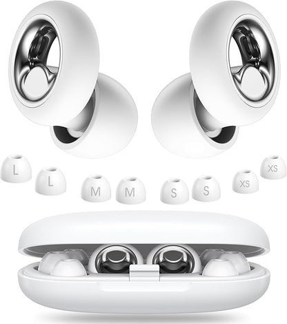 Ear Plugs for Sleeping Noise Cancelling, Soft EarPlugs for Concert, 45dB Reusable Ear Plugs for Noise Reduction with 8 Ear Tips, Comfortable Silicone Earplugs for Sleep, Work, Travel (White)