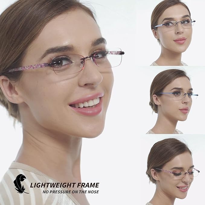 JJWELL 3 Pack Blue Light Blocking Reading Glasses for Women, Tinted UV Readers