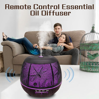 Essential Oil Diffuser for Bedroom 400ml,Diffusers for Home with R/C,Cool Mist Humidifier Large Room,Ultrasonic Scent Diffuser Waterless Auto Off,7 Colors Light & 3 Mist Modes for Desk Dragonfly