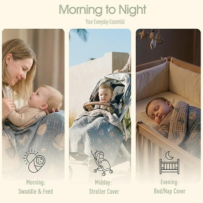 Ultra Soft Muslin Baby Blanket, A Versatile Swaddle and Crib for Babies, Toddlers, Boys, and Girls (1 Pack Ocean)