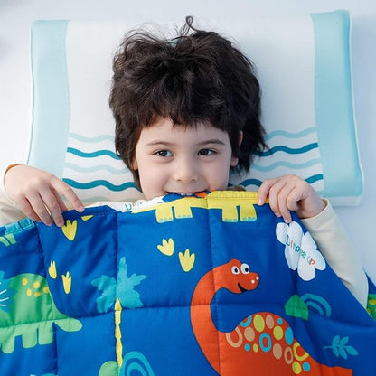 Insugar Weighted Blanket,Cooling Heavy Throw Blanket,Soft and Cozy Weighted Blanket for Bedding,Blue Dinosaur,36”x 48”,5lbs