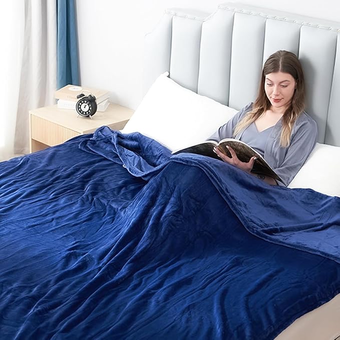 Electric Heated Blanket Twin Size 62"x84", Fast Heating Throw, Soft Plush Microplush for Bed & Couch, 1-10Hs Auto Off & 6 Heating Levels, Machine Washable, Gifts for Family-Navy Blue