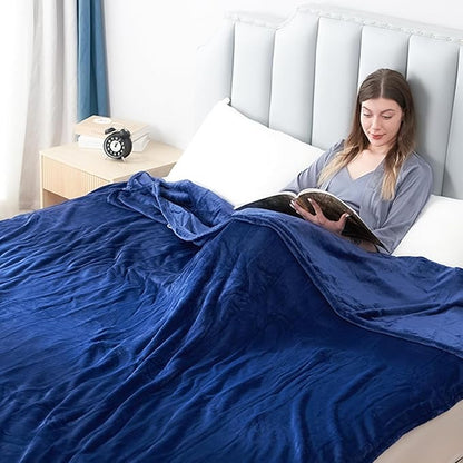 Electric Heated Blanket Twin Size 62"x84", Fast Heating Throw, Soft Plush Microplush for Bed & Couch, 1-10Hs Auto Off & 6 Heating Levels, Machine Washable, Gifts for Family-Navy Blue