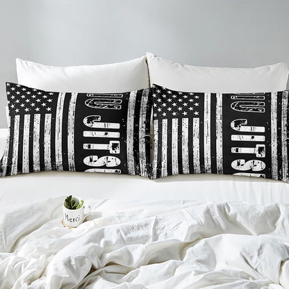 Manfei Jiujitsu Fitted Sheet Twin Size, American Flag Print Bedding Set 2pcs, Japanese Judo Sports Theme Bed Cover with 1 Pillowcase, Kids Boys Teens Room Decor, Soft Bedding(No Top Sheet)