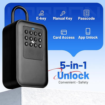 Smart Key Lock Box with Bluetooth TTLock APP Control, Silicone Keypad IP65 Waterproof USB-C & Manual Key Emergency Unlock Large Capacity for Outdoor Home & Airbnb