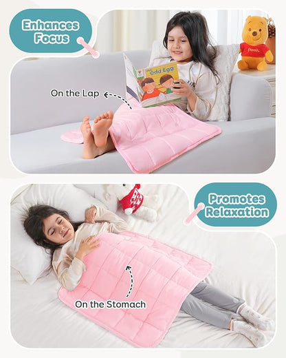 Topblan 2 lb Weighted Blanket, 19" x 21" Mini Weighted Lap Pad, Small Dogs & Cats, Soft Breathable Premium Glass Bead Filling for Calming, Pink