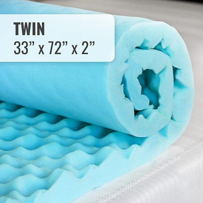 DMI 2-Inch Foam Mattress Topper, Egg Crate Foam Pad for Support, Air Circulation, Pressure Relief & Weight Distribution, Twin Size 33 x 72, Blue
