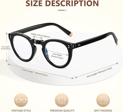 EASY READ Retro Round Blue Light Blocking Reading Glasses for Women,Anti UV Readers for Women with Spring Hinge