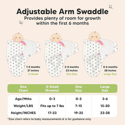 3-Pack Organic Baby Swaddle Sleep Sacks - Swaddles for Newborns, Infant 0-3 Months, Baby Girls, Boys, Soft & Snug Newborn Sleep Sack, Nursery Swaddling Blankets (Cosmo, OS)