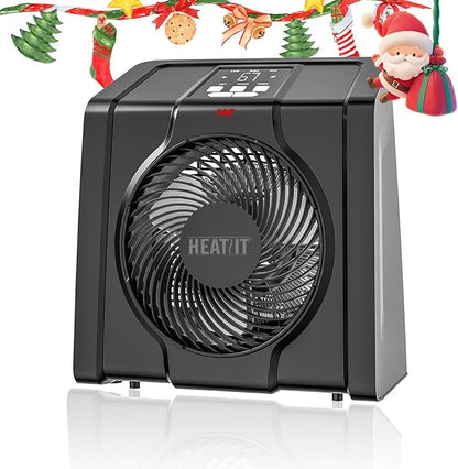 HEATIT Space Heater for Indoor, Digital Display with Thermostat, 1-12H Timer, Fan Mode,1500W/750W, Electric Space Heater for Office, Bedroom,Black,10.6"Dx7.0"W x 11.8"H