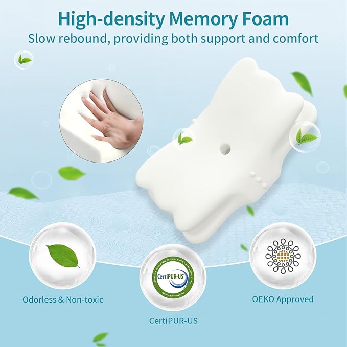 Cervical Pillow for Neck Pain Relief - Memory Foam Ergonomic Neck Support Pillows for Sleeping with Cooling Pillowcase, Orthopedic Contour Pillow for Side, Back and Stomach Sleepers