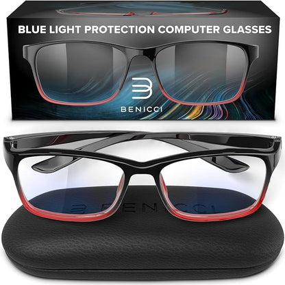 Stylish Blue Light Blocking Glasses for Women & Men – Helps Ease Digital Eye Strain & Headache from Computers, Phones w/Case