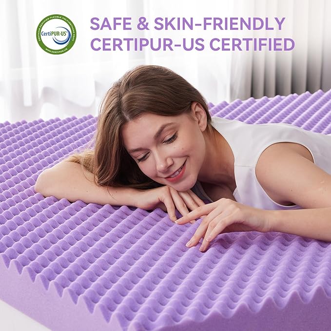 SINWEEK 3 Inch Egg Crate Memory Foam Mattress Topper Twin Size, Soft Mattress Pad for Back Pain Relief, Bed Topper, CertiPUR-US Certified