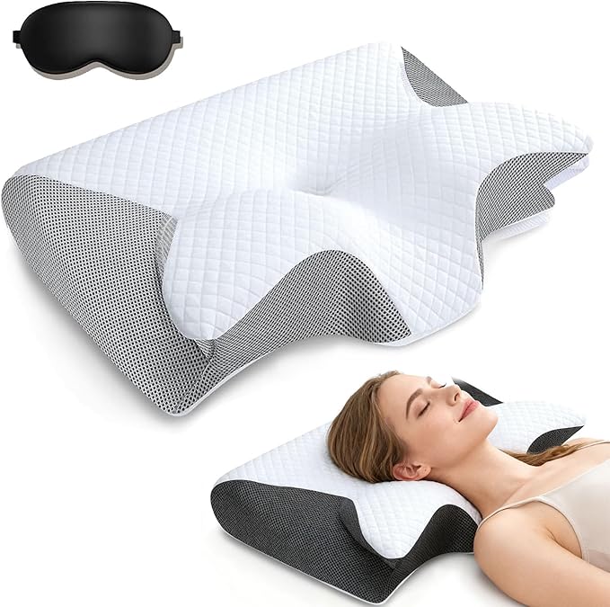 Sleep Apnea Pillow, 2025 Upgrade Ergonomic Contour Support Pillows with Cooling Cover (Gray)