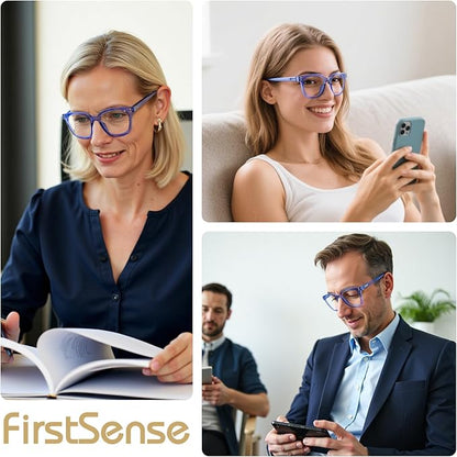 Reading Glasses for Men Women Blue Light Blocking with Spring Hinge, Blocking Readers Anti UV Ray Filter Eyeglasses, Square Computer Reader Glasses, Blue, +2.5