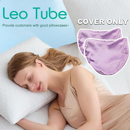 Satin Knee Pillow Cover for Contour Legacy Leg & Knee Foam Support Pillow, Upgraded Invisible Zippered Satin Leg Pillowcase Replacement-Cover ONlY (Blush Purple, 2-Pack)