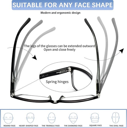 SIGVAN 6 Pack Reading Glasses for Women Men Blue Light Blocking,Spring Hinge Anti Eyestrain/Glare Computer Readers (6 Mix, 2.50)