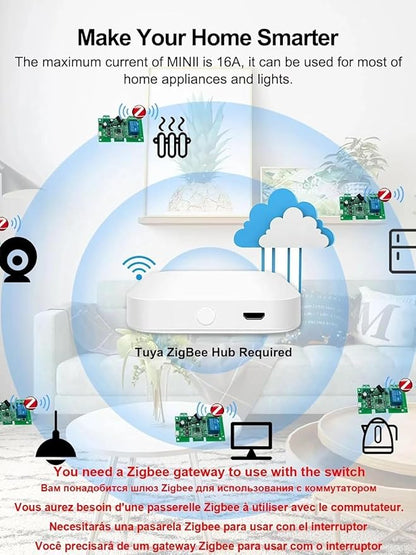 Zigbee 1CH AC 85-250V USB 5V Relay Smart Switch Module,Wireless APP Remote Control,Works with Tuya Zigbee Gateway,Alexa,Google Home (Required ZigBee Hub)