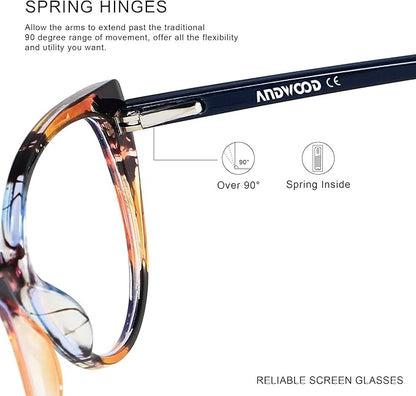 ANDWOOD Blue Light Blocking Glasses Women Bluelight Blocker Computer Cateye Clear Cat Eye Eyeglasses Frame AR003