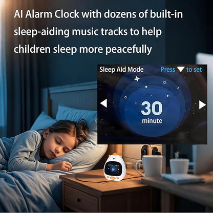 AI Voice-Controlled Smart Kids Alarm Clock, Sleep Trainer, ok to Wake Clock, Kids Clocks for Kids bedrooms, White Noise Sound Machine Timer Cool Stuff Robot Toys for Boys and Girls