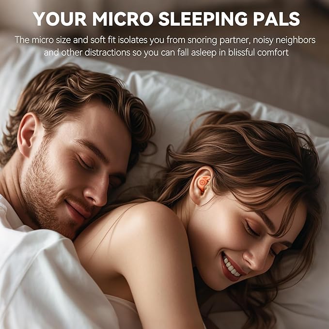 Sleepals Micro Sleep Earbuds for Side Sleepers, Sleep Headphones with Noise Reduction, Soft and Snug Fit Overnight, Slim and Light, 28hr Play with Travel Charging Case (Orange)