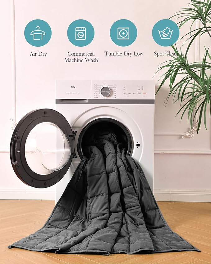 Topblan Weighted Blanket for Adults 12lbs, Soft Cooling Breathable Weighted Throw for Sleeping, Washable Heavy Blanket with Glass Beads for Winter, Sofa Bed, 48"x72" Twin Size