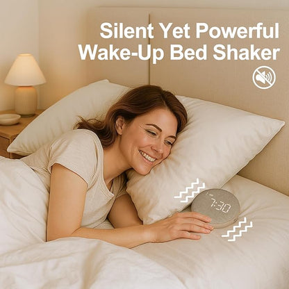 REACHER Travel Vibrating Alarm Clock for Heavy Sleepers Adults, Silent, Dual Alarm Clock, Compact Under Pillow Bed Shaker, Rechargeable Battery Operated, Small, Portable