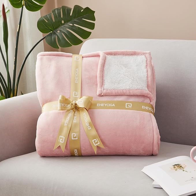 EHEYCIGA Heated Blanket Electric Blanket King Size - Heating Blanket with 5 Heating Levels & 10 Hours Auto Off, Soft Cozy Sherpa Washable Dual Control Blanket with Fast Heating, 90 x 100 Inches, Pink