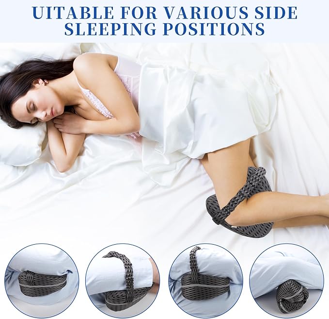 Knee Pillow for Side Sleepers - Sciatica, Hip & Back Pain Relief Pillow with Adjustable Strap, Memory Foam Leg Pillow for Side Sleeping, Spine Alignment Support for Pregnancy, Post-Surgery (Sky Blue)