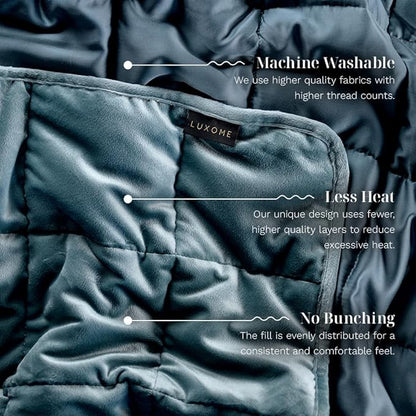 LUXOME Queen Size Weighted Blanket | Integrated Cooling & Plush Cover | 18 lbs | 60"x80" | Ocean