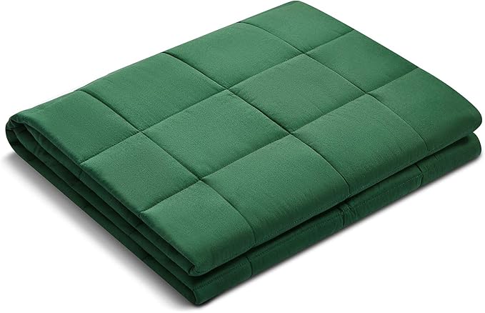 TONGDADA Kids Weighted Blanket | 40''x60'',7lbs | for Child Between 55-80 lbs | Premium Cotton Material with Glass Beads | Dark Green