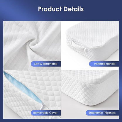 Leg Pillow for Side Sleepers, Memory Foam Knee Pillow for Side Sleeping, Leg Elevation Pillow for Hip/Back/Sciatica Pain Relief Helps Spine Alignment -13"x19" (White, S)