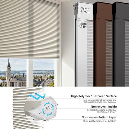ZSTARR Motorized Skylight Shades Blackout Cellular Honeycomb Electric Blinds with Solar Panel Cordless Rechargeable with Remote for Roof and Slanted Windows Custom Size (LF Printed Taupe)