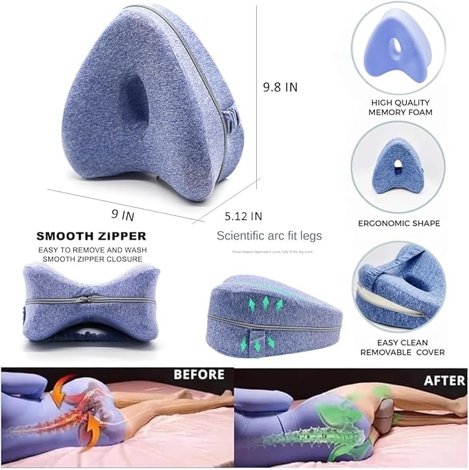 Leg Pillow, Knee Pillow for Side Sleepers, Alignment Pillows for Side Sleepers, Leg Pillows for Sleeping, Knee Cushion for Sleeping Relieving Leg, Back, Knee Pain (Navy)