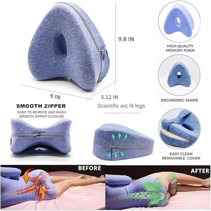 Leg Pillow, Knee Pillow for Side Sleepers, Alignment Pillows for Side Sleepers, Leg Pillows for Sleeping, Knee Cushion for Sleeping Relieving Leg, Back, Knee Pain (Navy)
