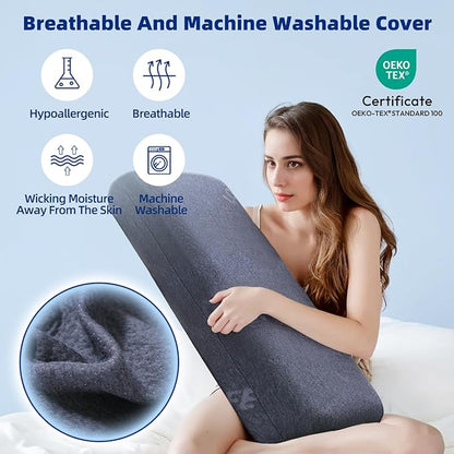 LOFE King Adjustable Memory Foam Pillow - 4 Height from 1.2 to 4.8in, CertiPUR-US Cervical Pillow for Neck Pain Relief, Neck Support Pillow for Side Sleepers, Back/Stomach Sleepers, a Removable Cover