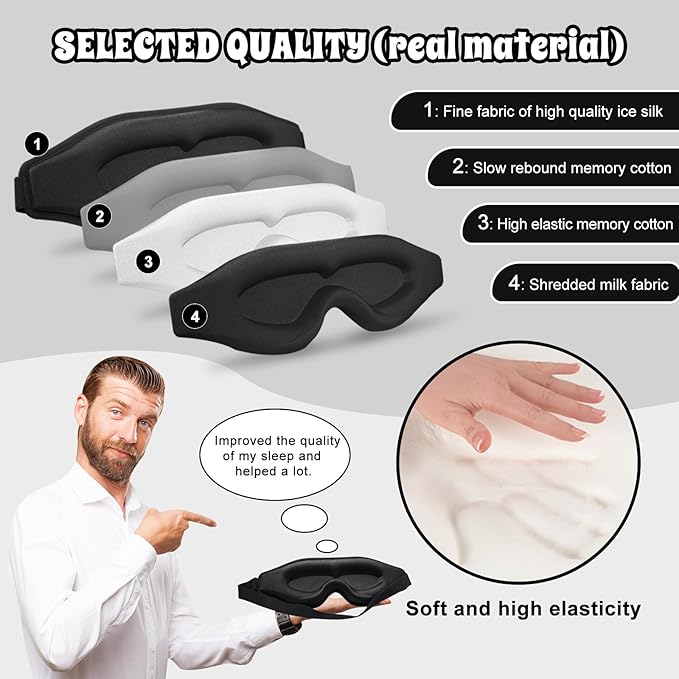 3D Advanced Eye Mask for Sleeping，Ultra Delicate Soft Skin Friendly Eye mask，100% Blackout Sleep Eye Mask for Sleep, Eyelash Extension Sleep mask