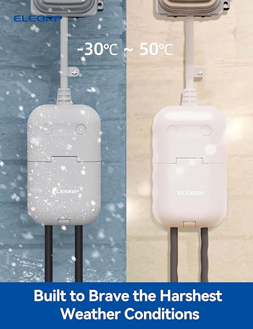 ELEGRP PQR20 Outdoor Smart Plug Waterproof IP66, WiFi Plug with 2 Individually Sockets, Compatible with Alexa & Google Assistant, Smart Outdoor Outlet for String Lights, UL Certified, 1 Pack, Grey