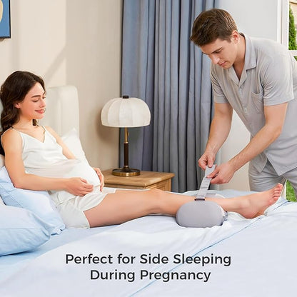 Momcozy Knee Pillow for Side Sleepers, Soft Memory Foam & Pinch-Free Design, Relieve Knee, Leg and Sciatica Pain, Adjustable Elastic Strap Ideal for Pregnant Women and Seniors, Cooling Cover, Gray